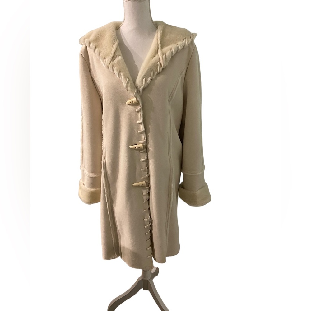Coldwater Creek faux fur trimmed coat